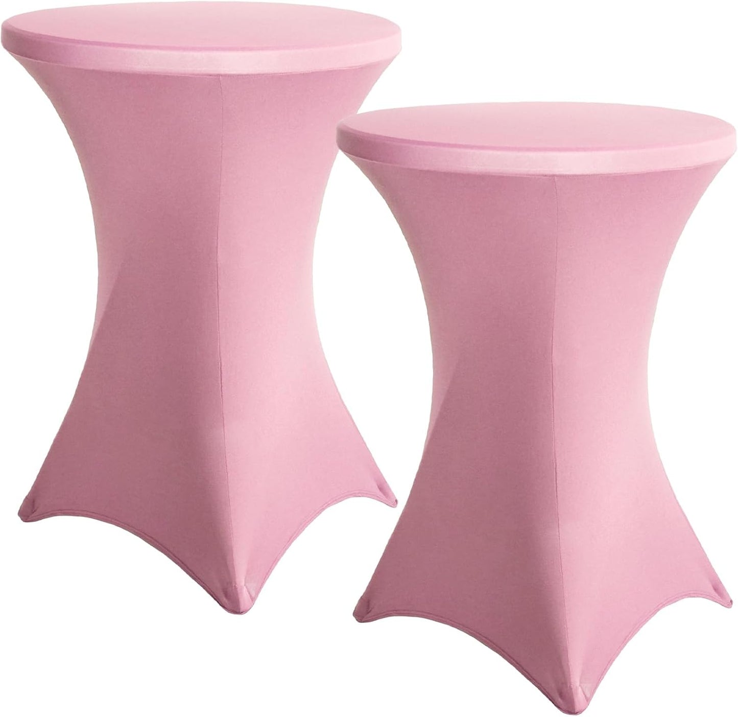 Yomeri Pink Spandex Table Cover Duo - Stretch Round Tablecloths for Elegant Events!