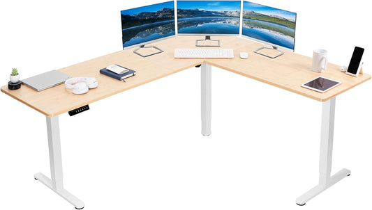 VIVO Electric Corner L-Shaped Standing Desk with Memory Control