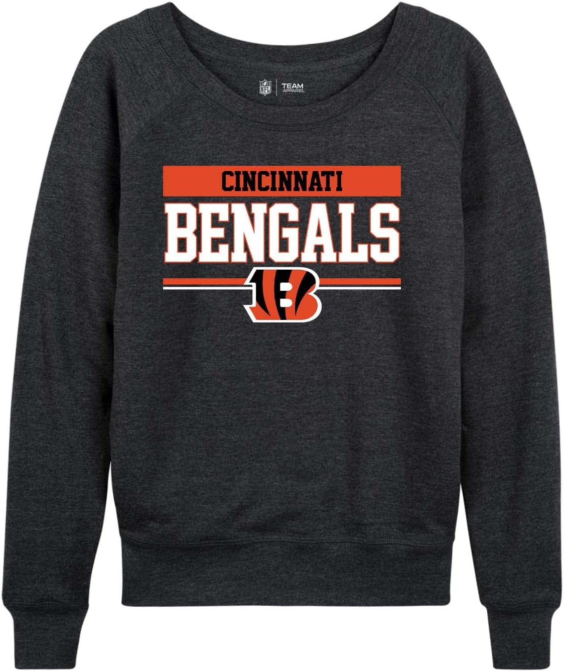 Cincinnati Bengals Women's Plus Size Team Block Charcoal Crewneck