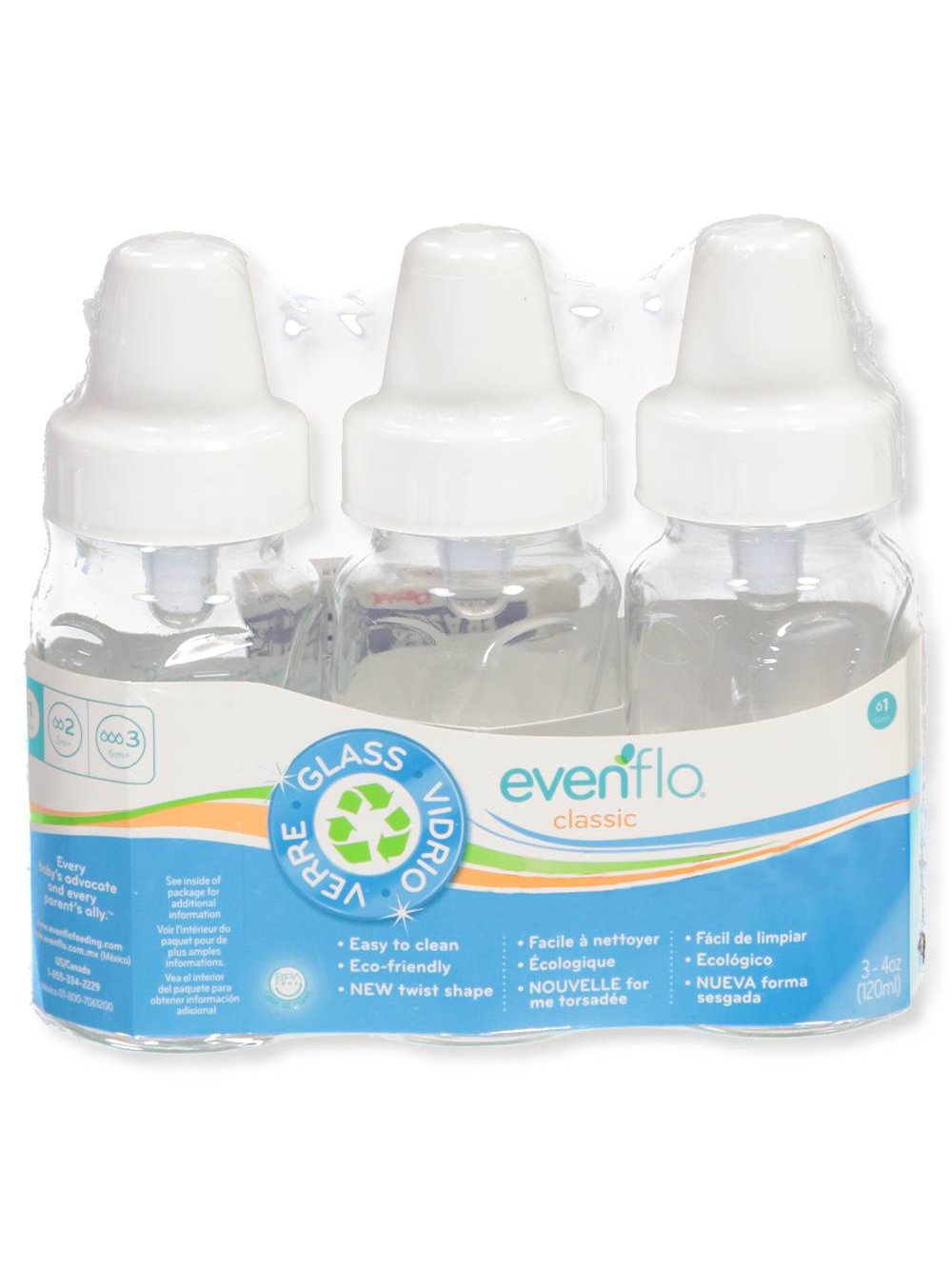 Evenflo 3 Pack Glass Bottles - Convenient 4oz Size