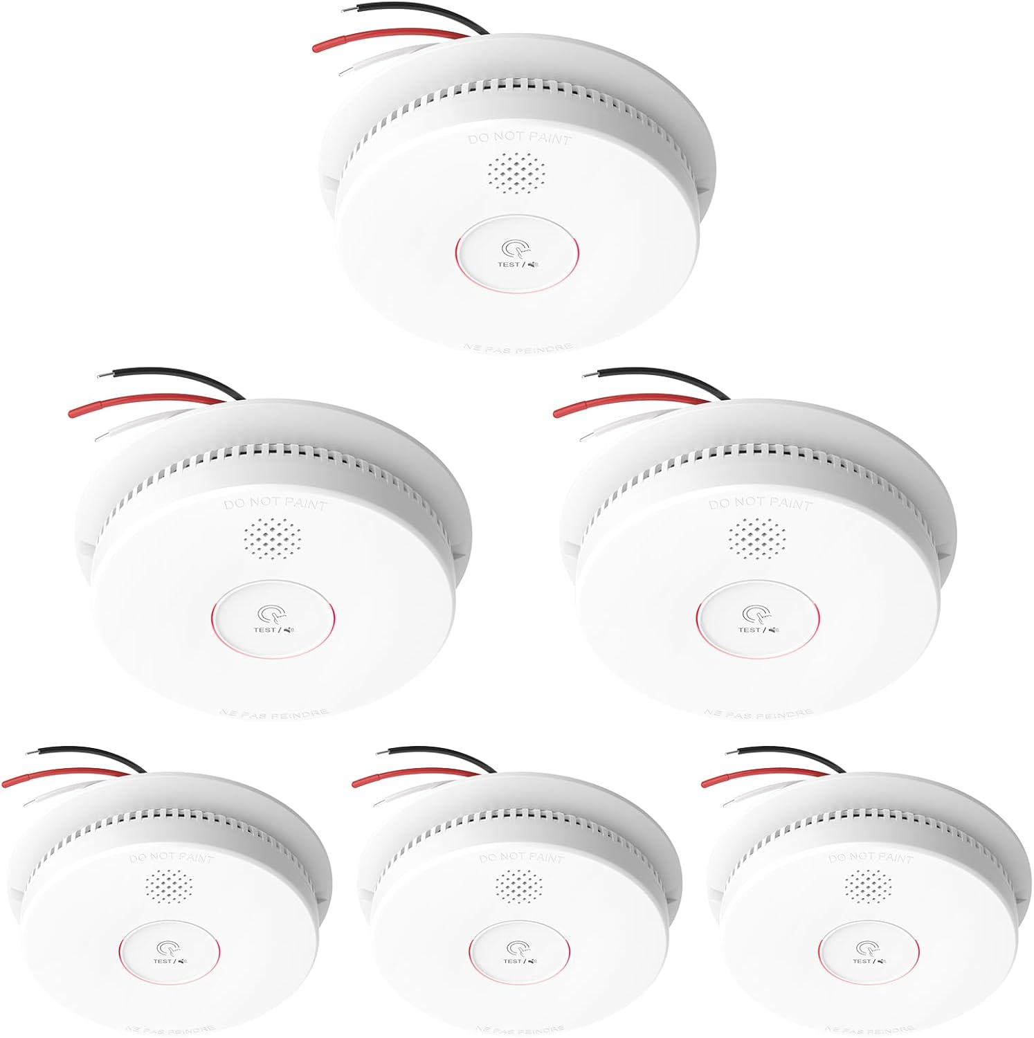 Hardwired Interconnected Smoke Detectors with 9V Battery Backup