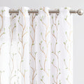 jinchan White Sheer Curtains for Bedroom with Leaf Embroidery