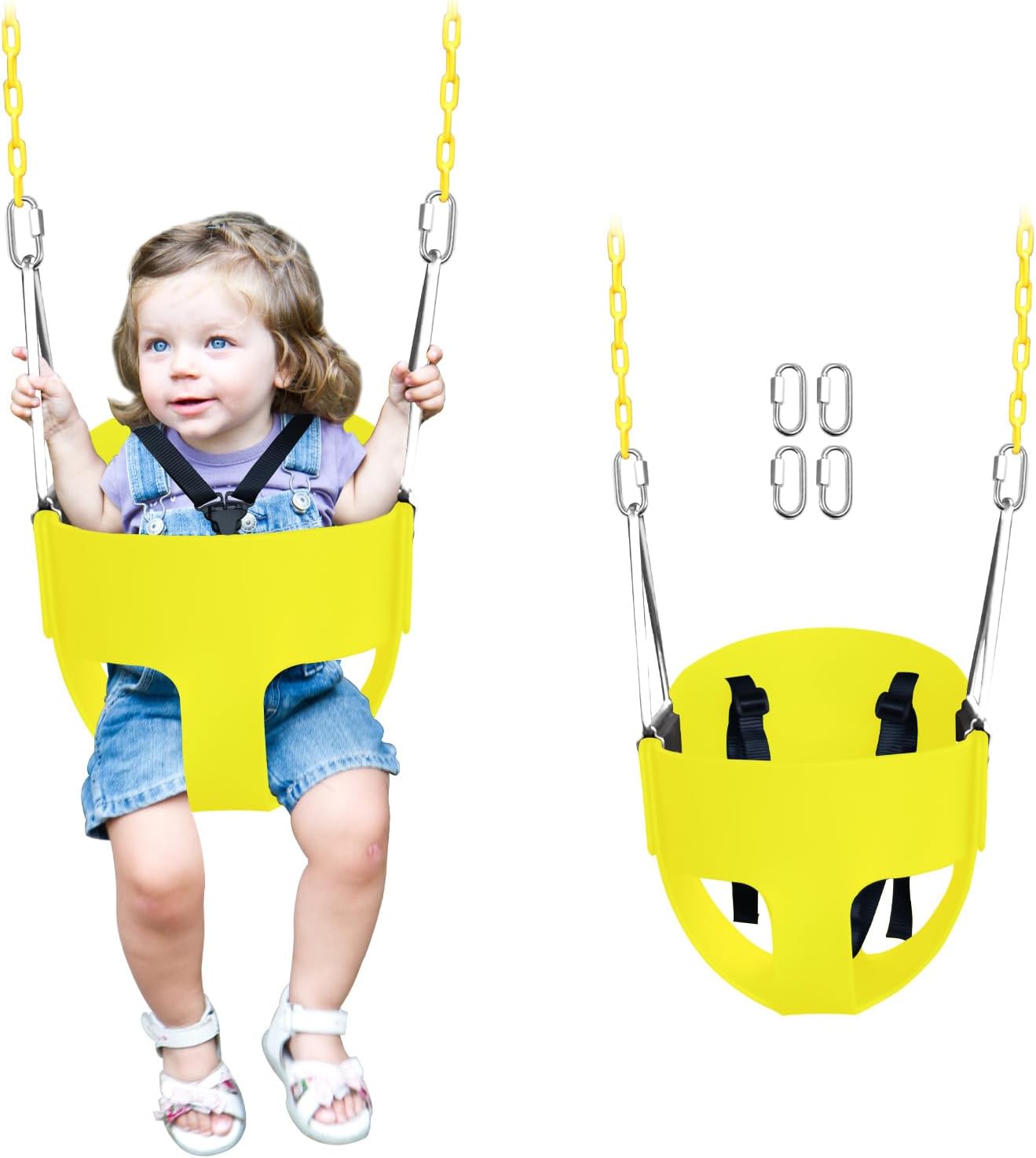 High Back Full Bucket Toddler Swing Seat with Safety Harness
