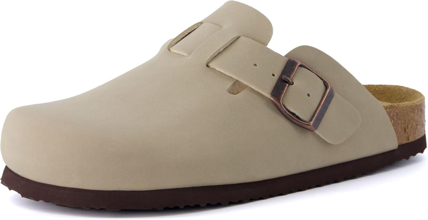 CUSHIONAIRE Hana Slip-On Buckle Clog with Cork Footbed Comfort