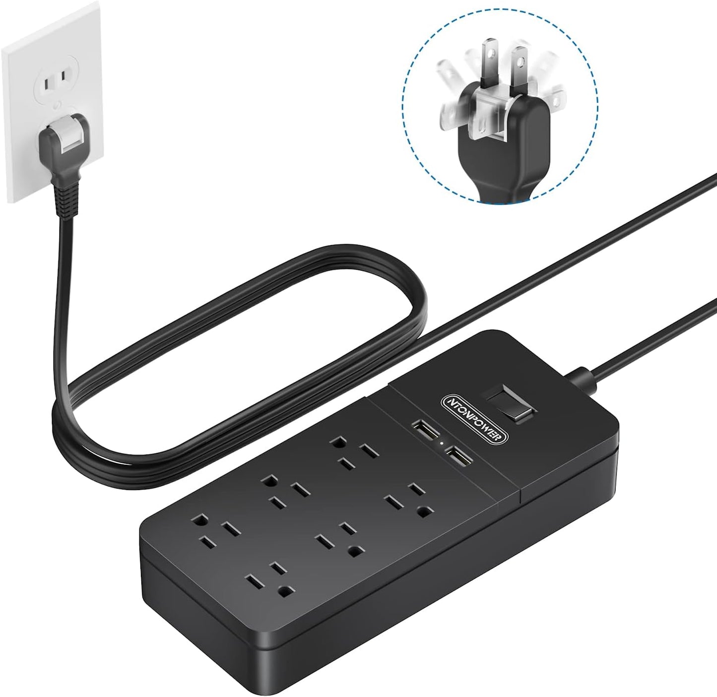 NTONPOWER 6-Outlet Surge Protector Power Strip - Upgrade Your Old House!