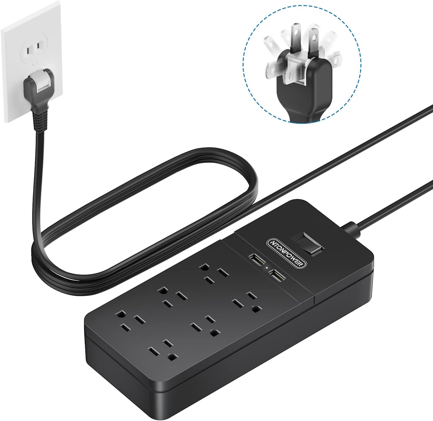 NTONPOWER 6-Outlet Surge Protector Power Strip - Upgrade Your Old House!