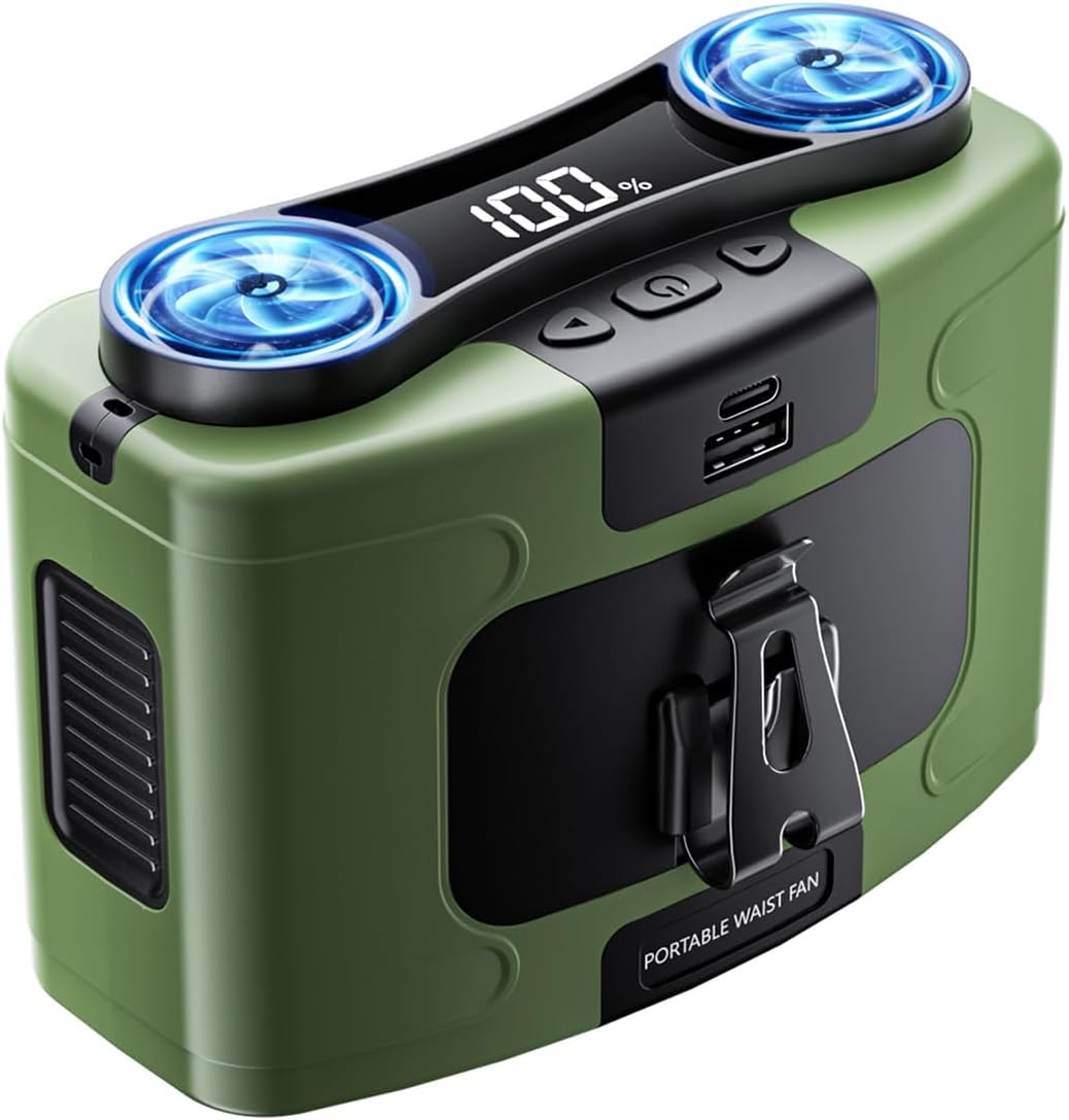20000mAh Personal Waist Fan for Outdoor Travel and Camping