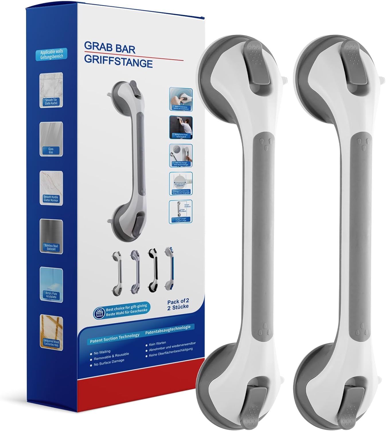 Heavy Duty Suction Grab Bars for Bathtubs and Showers Safety