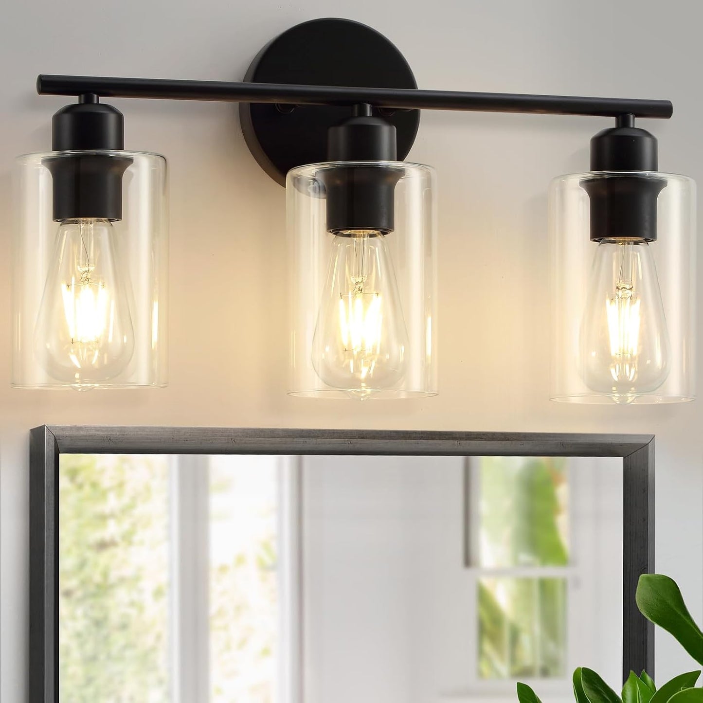 3 Light Bathroom Vanity Light with Clear Glass Shade for Modern Homes