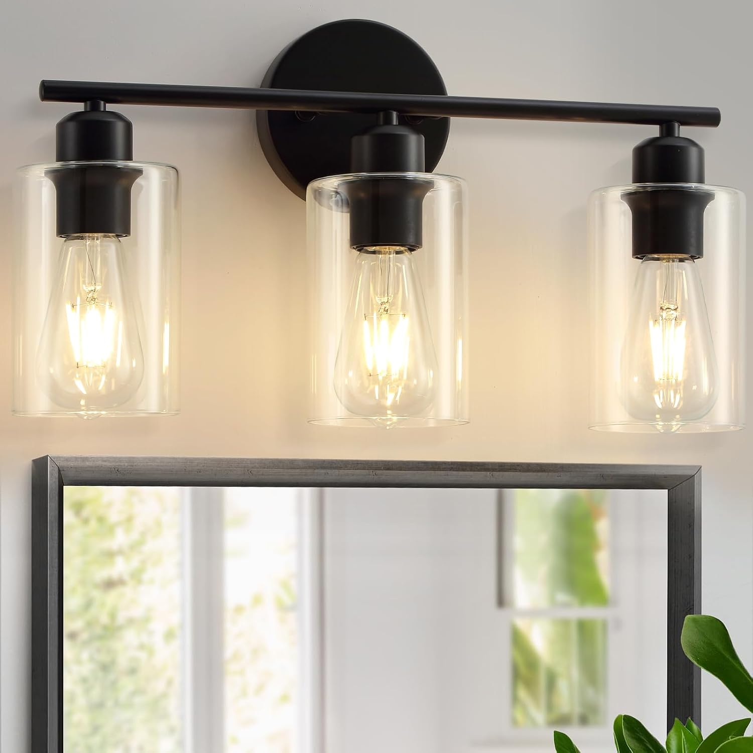 3 Light Bathroom Vanity Light with Clear Glass Shade for Modern Homes