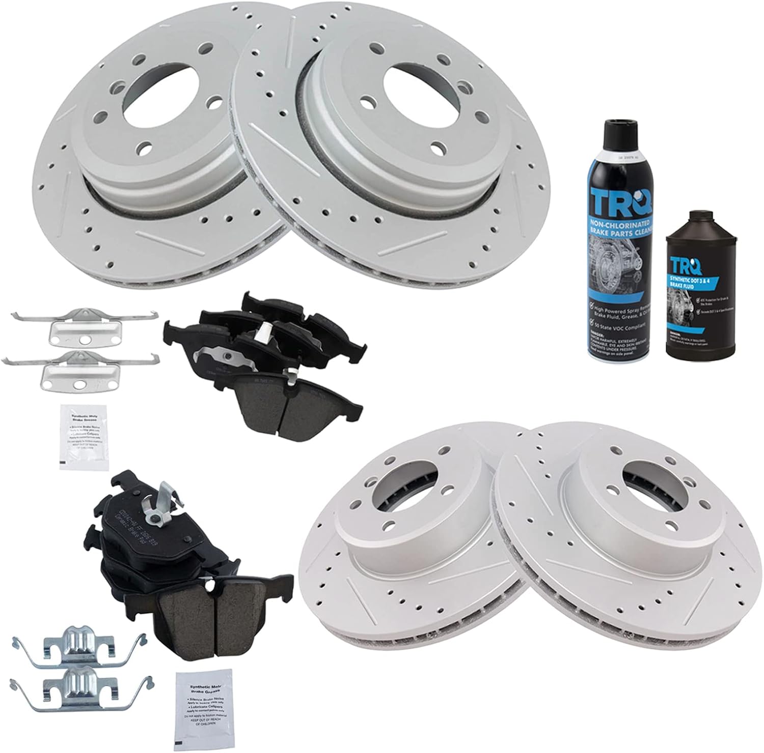 TRQ Front and Rear Performance Brake Pad & Rotor Kit for BMW