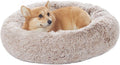 Calming Donut Dog Bed 30 in Plush for Medium Dogs - Anti-Anxiety