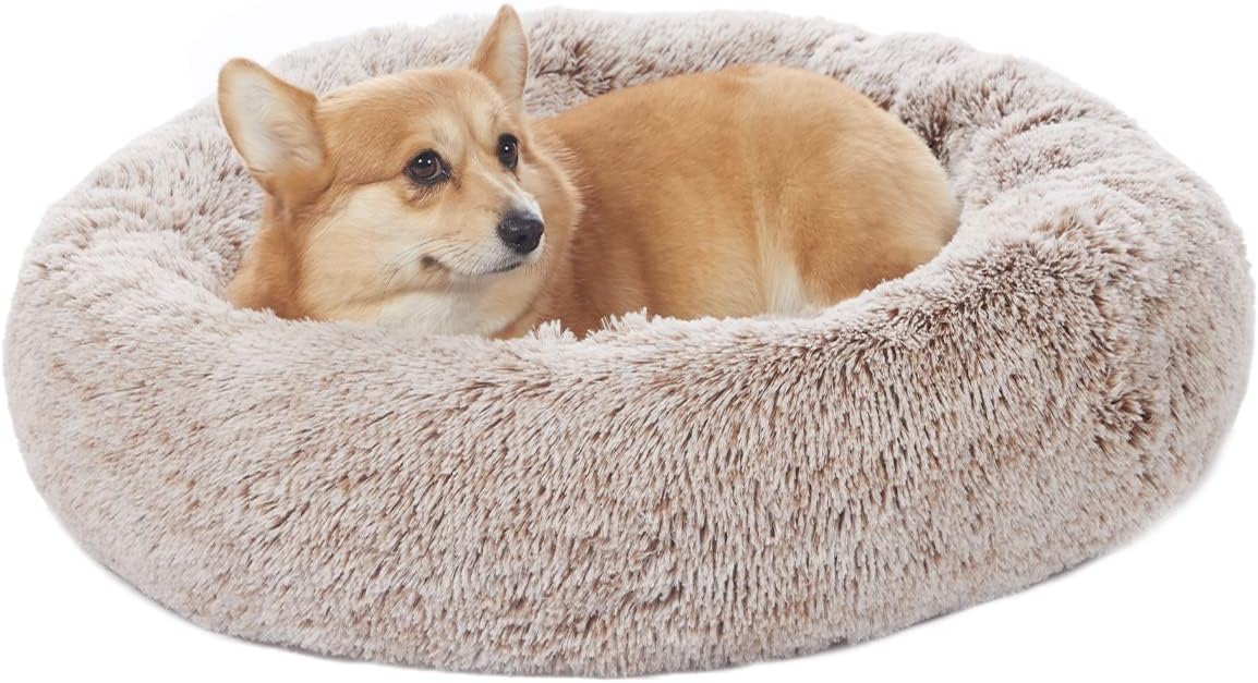 Calming Donut Dog Bed for Medium Dogs - Soft & Cozy Plush