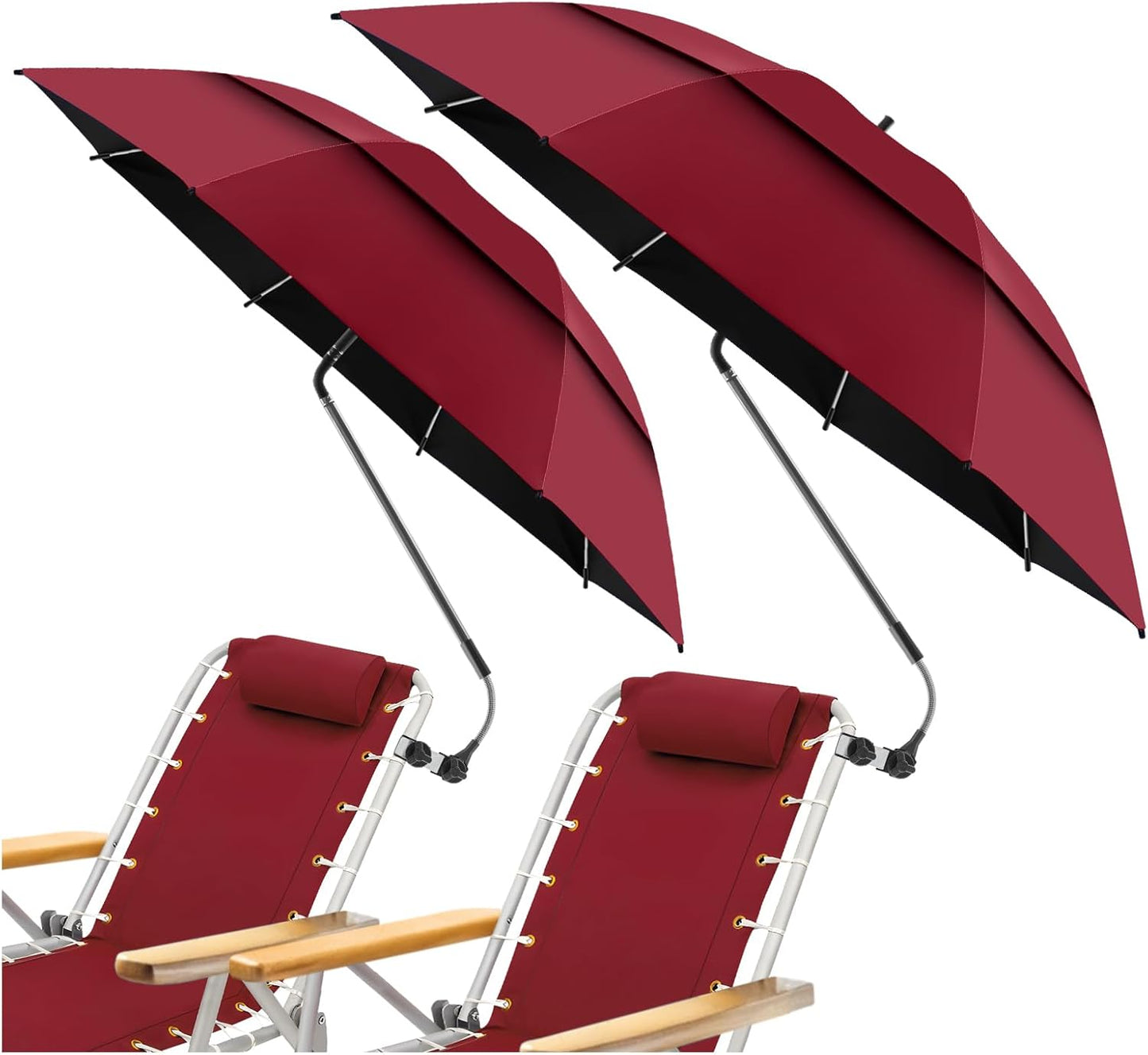 2 Pack 48.6in Double Canopy Umbrella for Beach and Patio Use