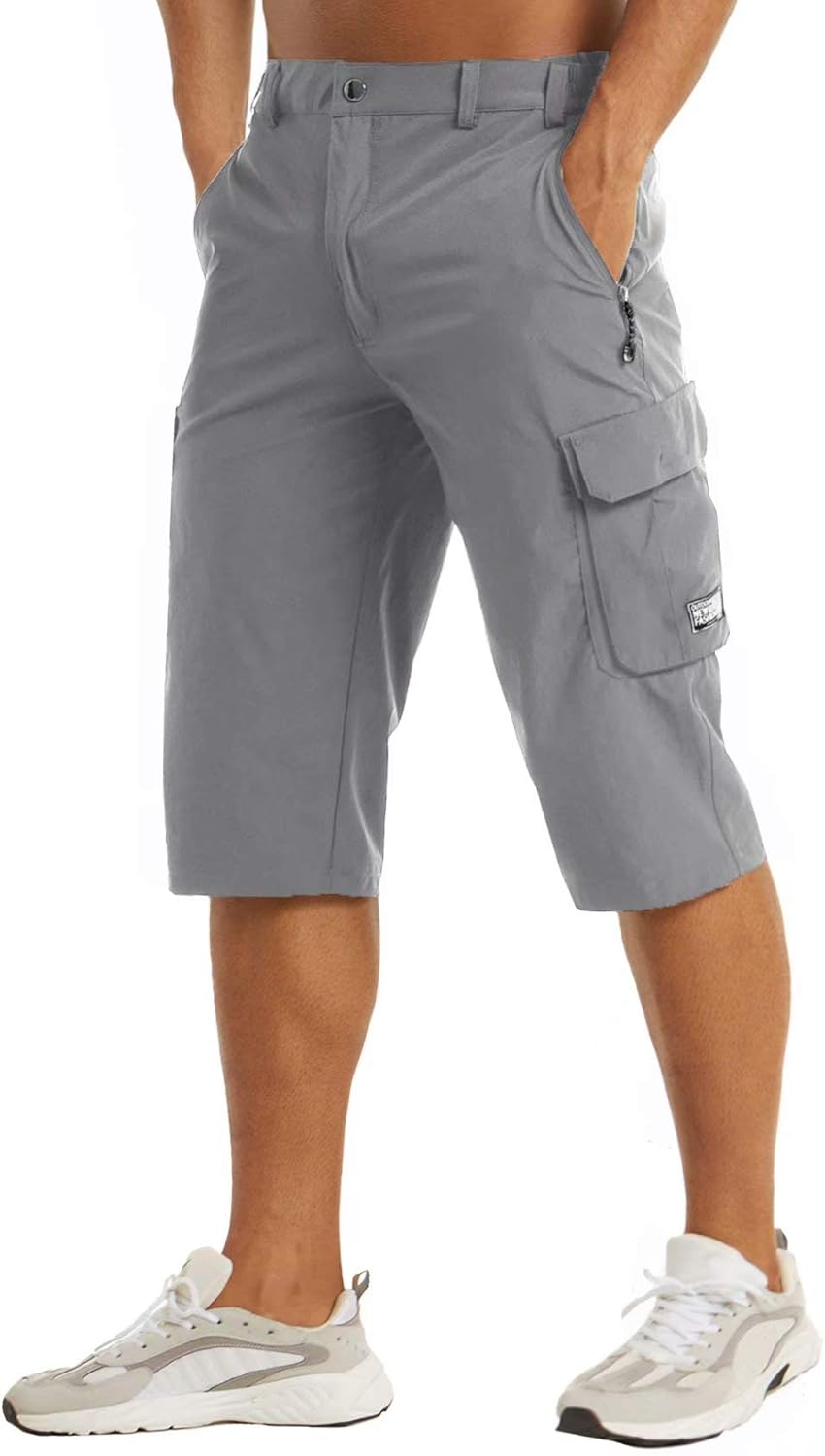 MAGCOMSEN Men's Quick Dry 3/4 Capri Workout Shorts with Pockets