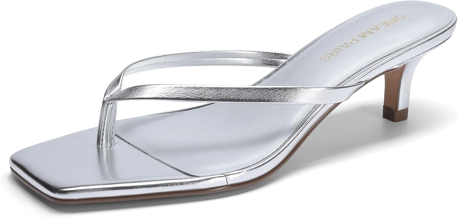 DREAM PAIRS Kitten Heels for Women: Stylish Low Flip Flop Sandals
