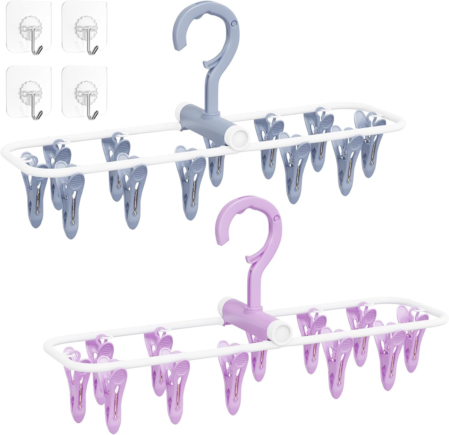 Aolloa 2-Pack 12-Clip Drying Hanger - Portable & Rotatable
