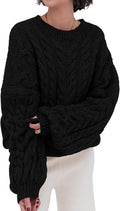 Cable Knit Oversized Sweater for Women - Cozy Everyday Pullover 4-6