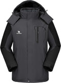 Mens Winter Jacket Waterproof Warm Snow Ski Jacket - Removable Hood