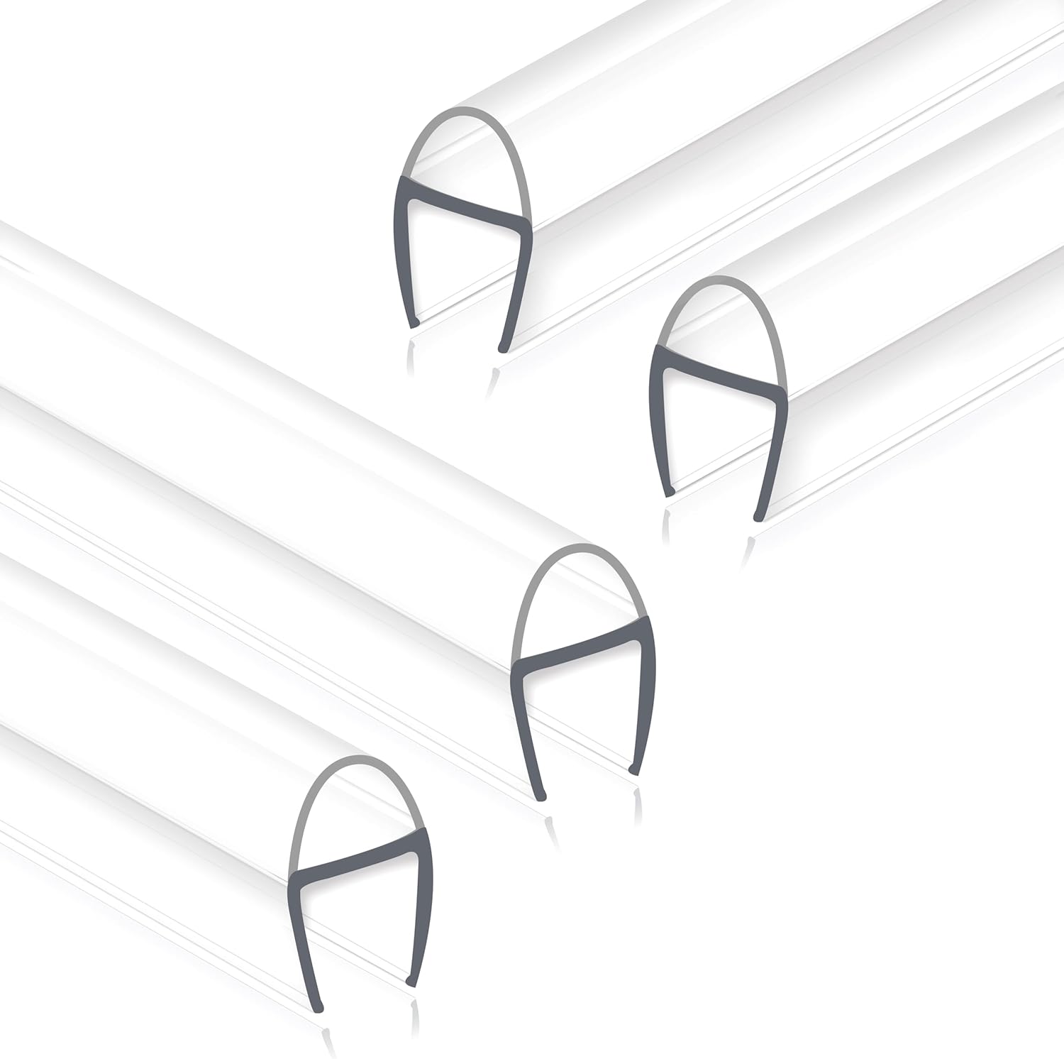 Frameless Shower Door Seal Strip 4 Pack for 3/8 Inch Glass