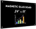 Black Dry Erase Board 24 in x 18 in Magnetic Glass Whiteboard - Smooth
