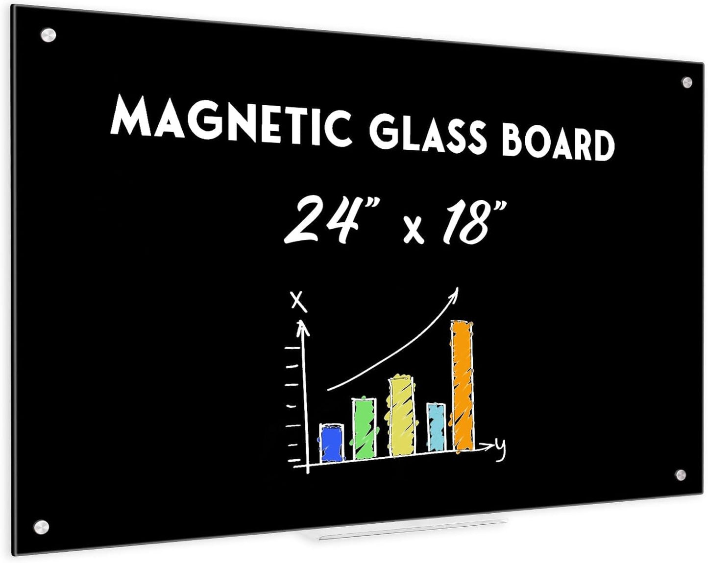 Black Dry Erase Board 24in x 18in Magnetic Glass Whiteboard