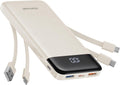 10000mAh Portable Charger with Built in Cables - Slim 6-Output Power