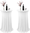 Boshen 2 Pack White Spandex Cocktail Table Skirt - Elegant Event Decor