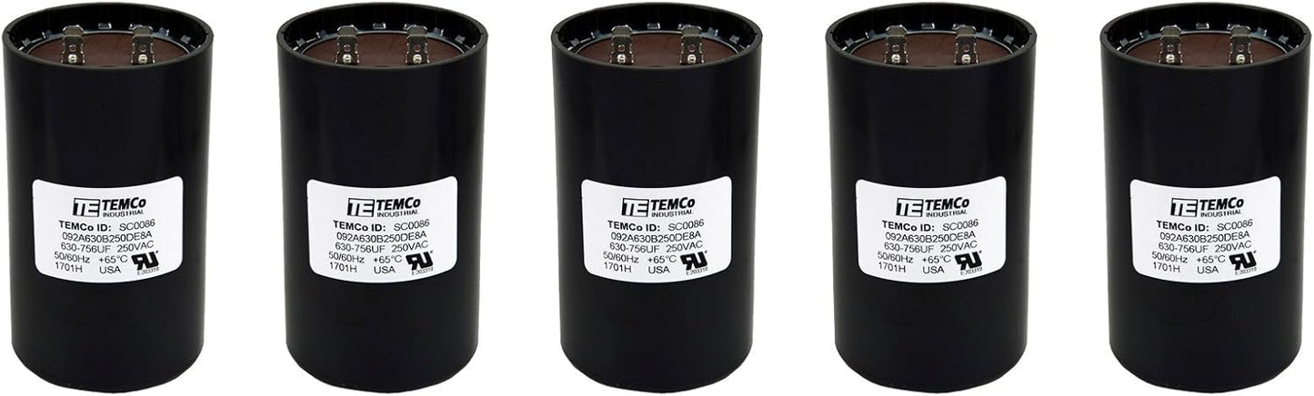 TEMCo Round Start Capacitor 630-750 uf for Electric Motors