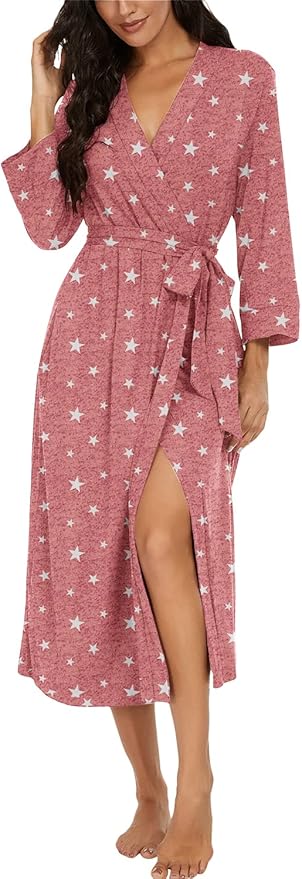 VINTATRE Women Kimono Robes Long Knit Bathrobe for Comfort