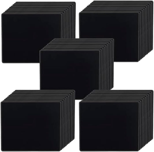 50 Pack Black Mouse Pad Set - Non-Slip Base, Stitched Edges
