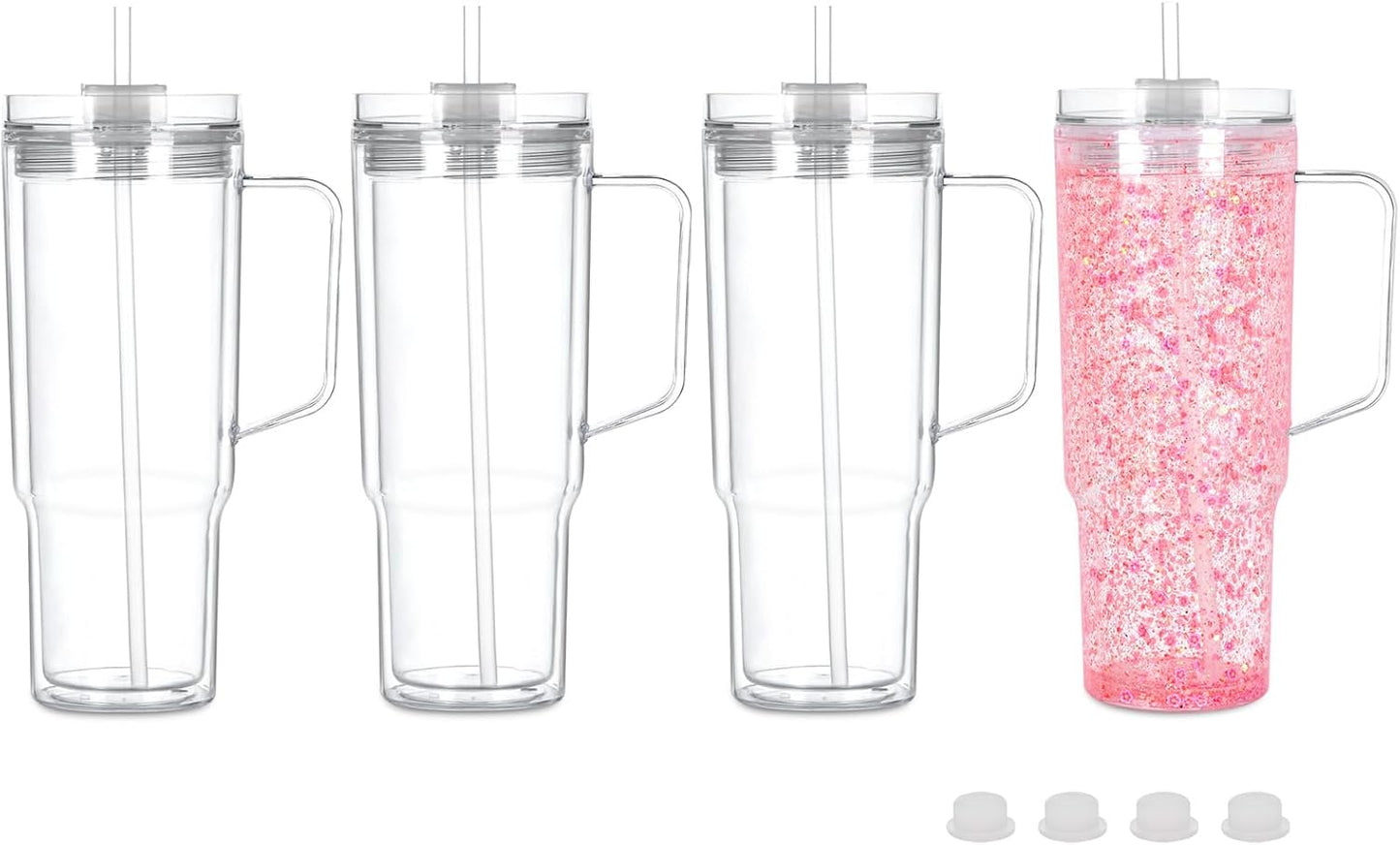 40 Oz Acrylic Snowglobe Tumbler Set for Fun DIY Projects