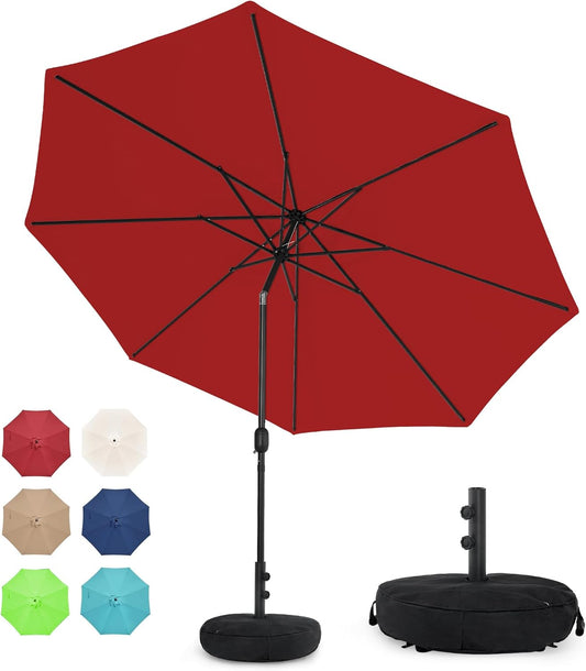 10 ft Patio Umbrella with Sand Bag Base for Outdoor Use