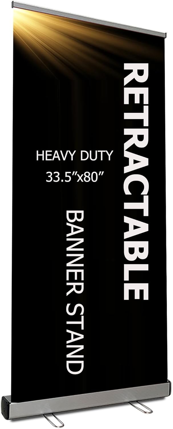 Heavy Duty Retractable Banner Stand 33.5in x 80in - 2 Units