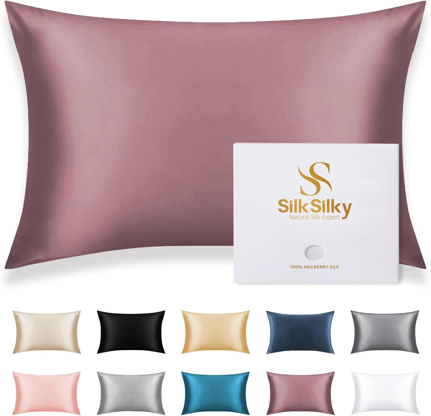 SilkSilky 100% Mulberry Silk Pillowcase for Hair & Skin Care