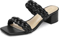 Wide Width Chunky Heels for Women Braided Dressy Sandals - Stable 2in