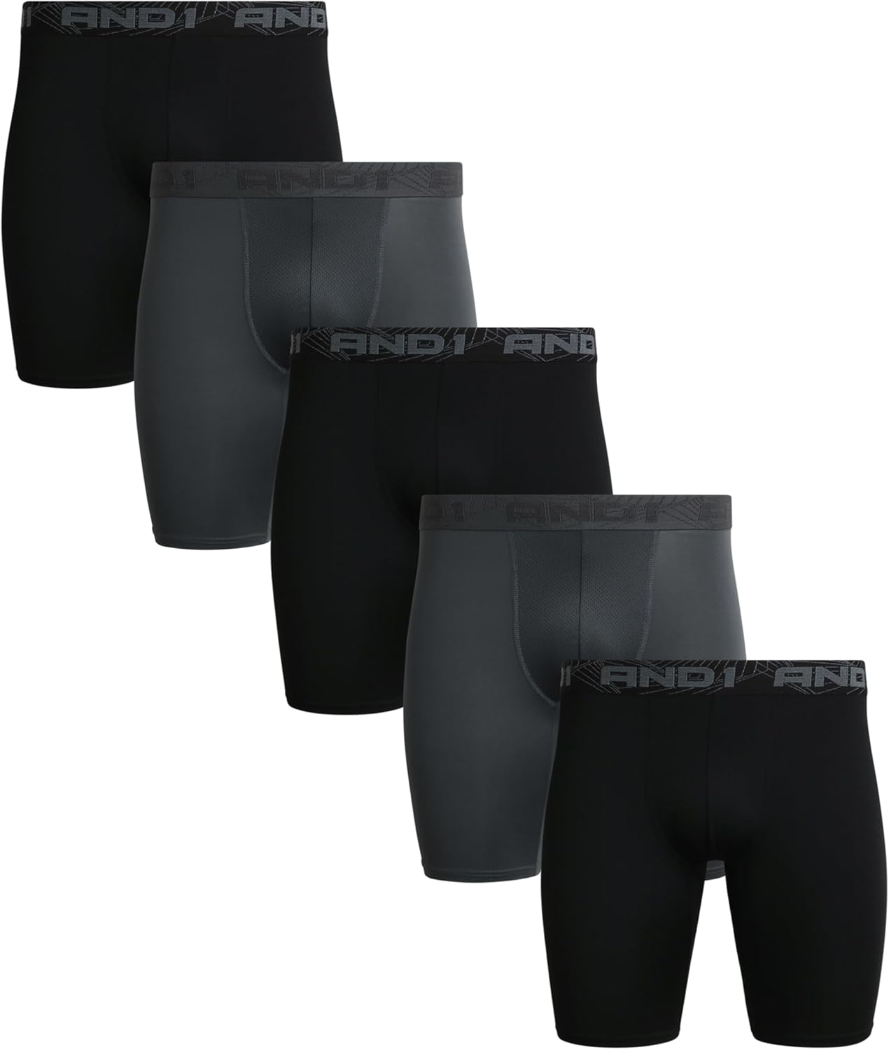 AND1 Mens Boxer Briefs - Performance Stretch Long Leg Boxers