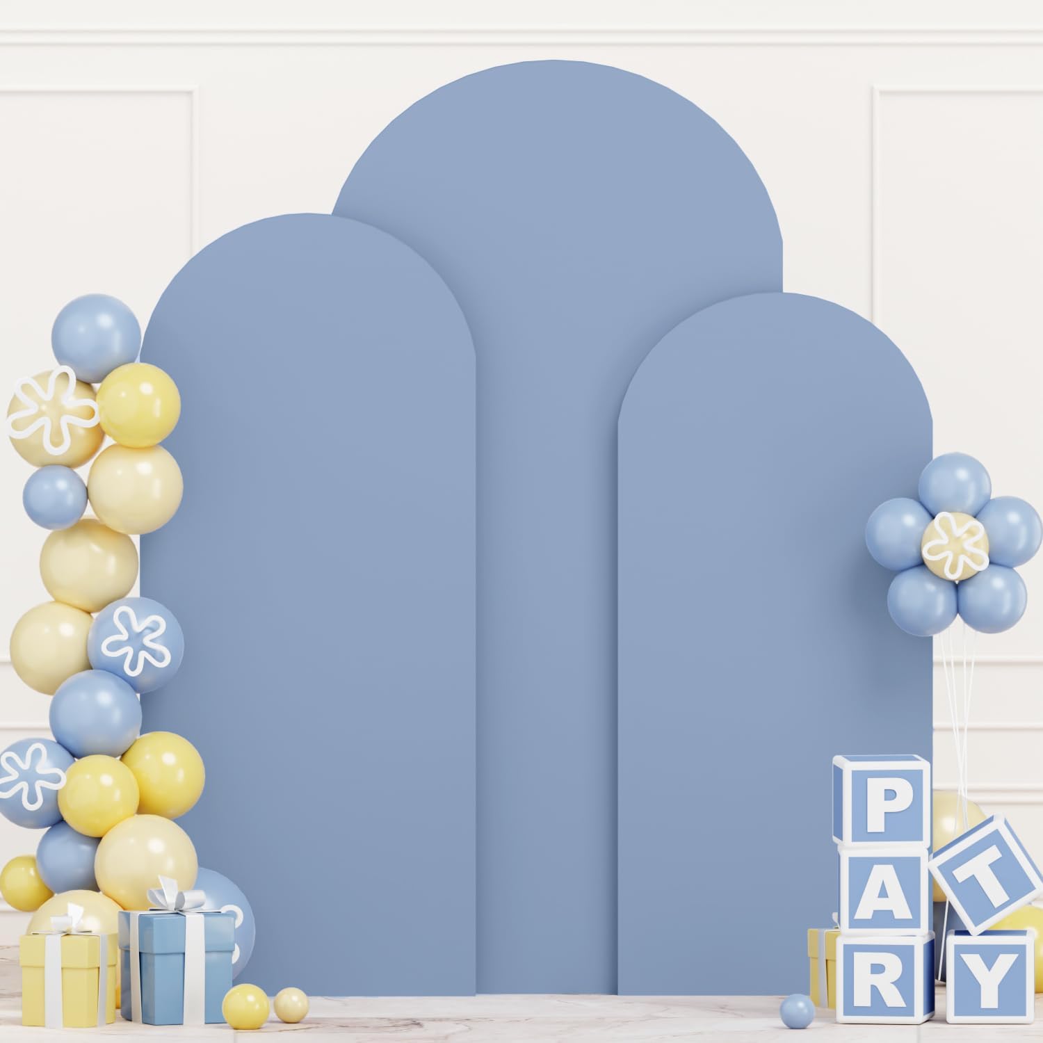 Dusty Blue Wedding Arch Cover Set of 3 for Elegant Decor