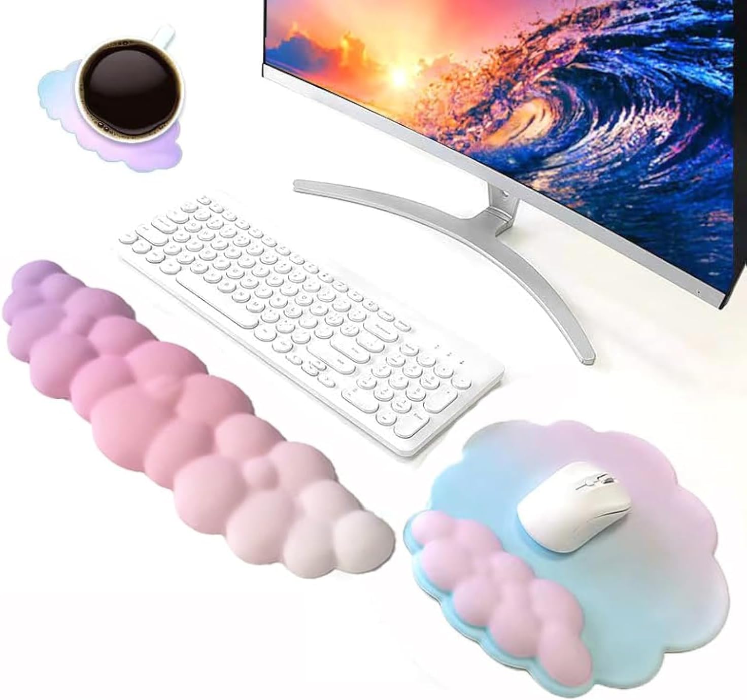 Gradient Pink Ergo Wrist Rest & Mouse Pad Set by Amszke