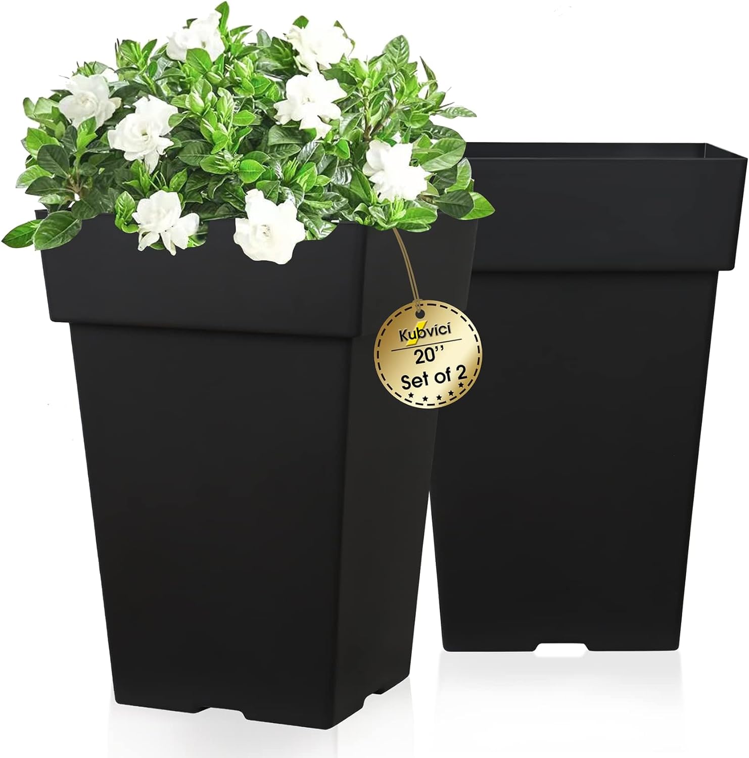 20 Inch Tall Planters for Indoor Outdoor Plants - Set of 2