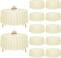Beige Round Tablecloth 120 in 12 Pack - Durable Polyester Linen