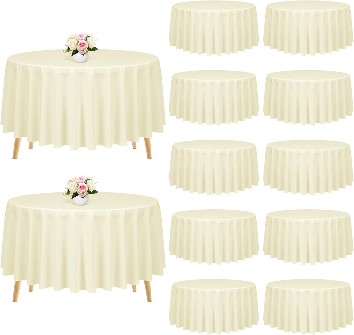 Pesonlook 12 Pack Beige Round Tablecloth for Elegant Events
