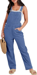 Overalls for Women Loose Fit Denim Jumpsuit - Adjustable Strap