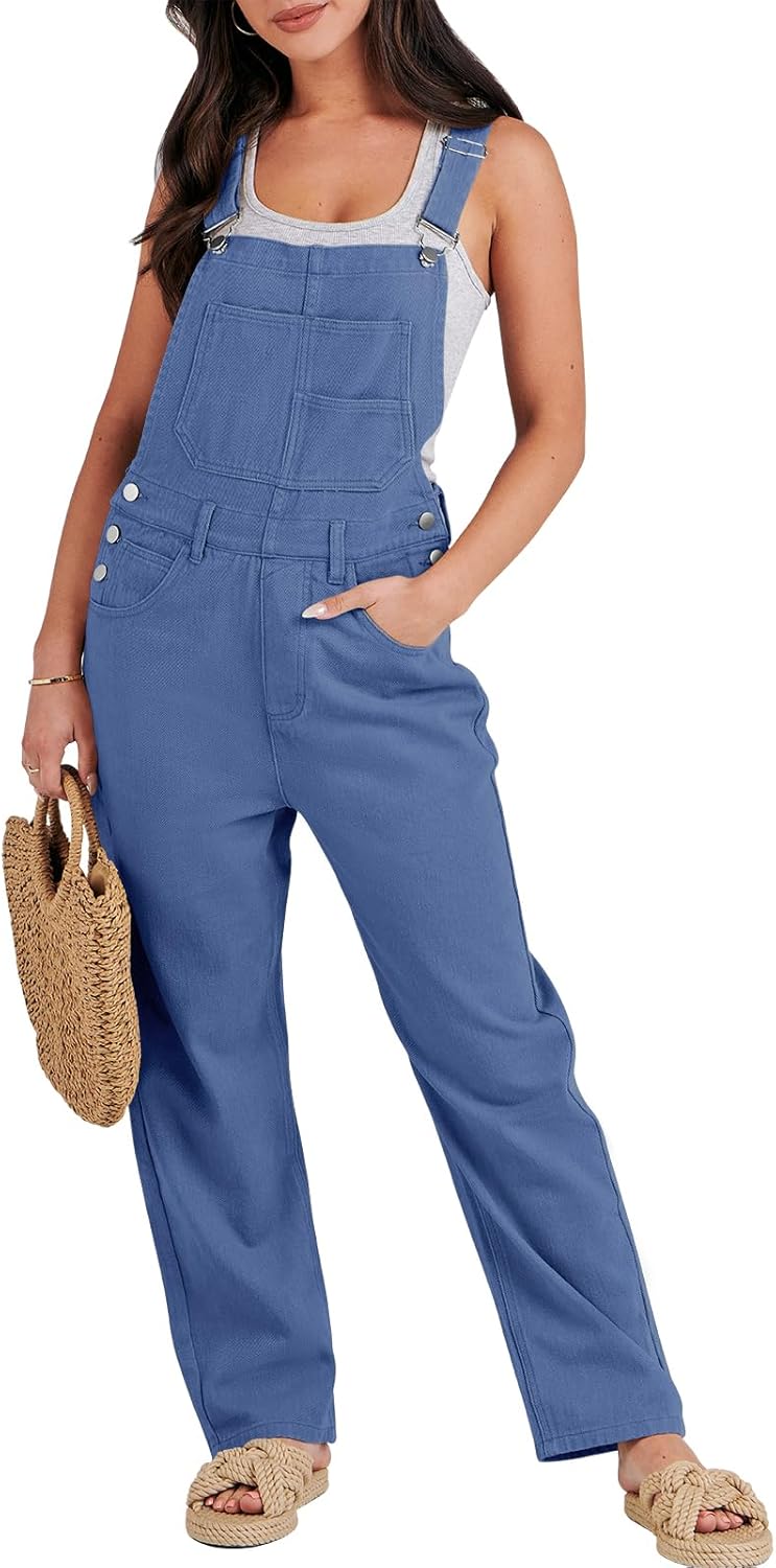 Stylish Loose Fit Denim Overalls for Women - Casual Jumpsuit
