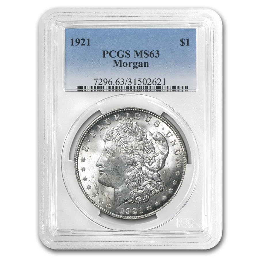 USA 1921 Morgan Silver Dollar Coin - MS63 Graded Collectible