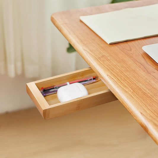 Bamboo Under Desk Drawer: Self-Adhesive Slide Out Organizer