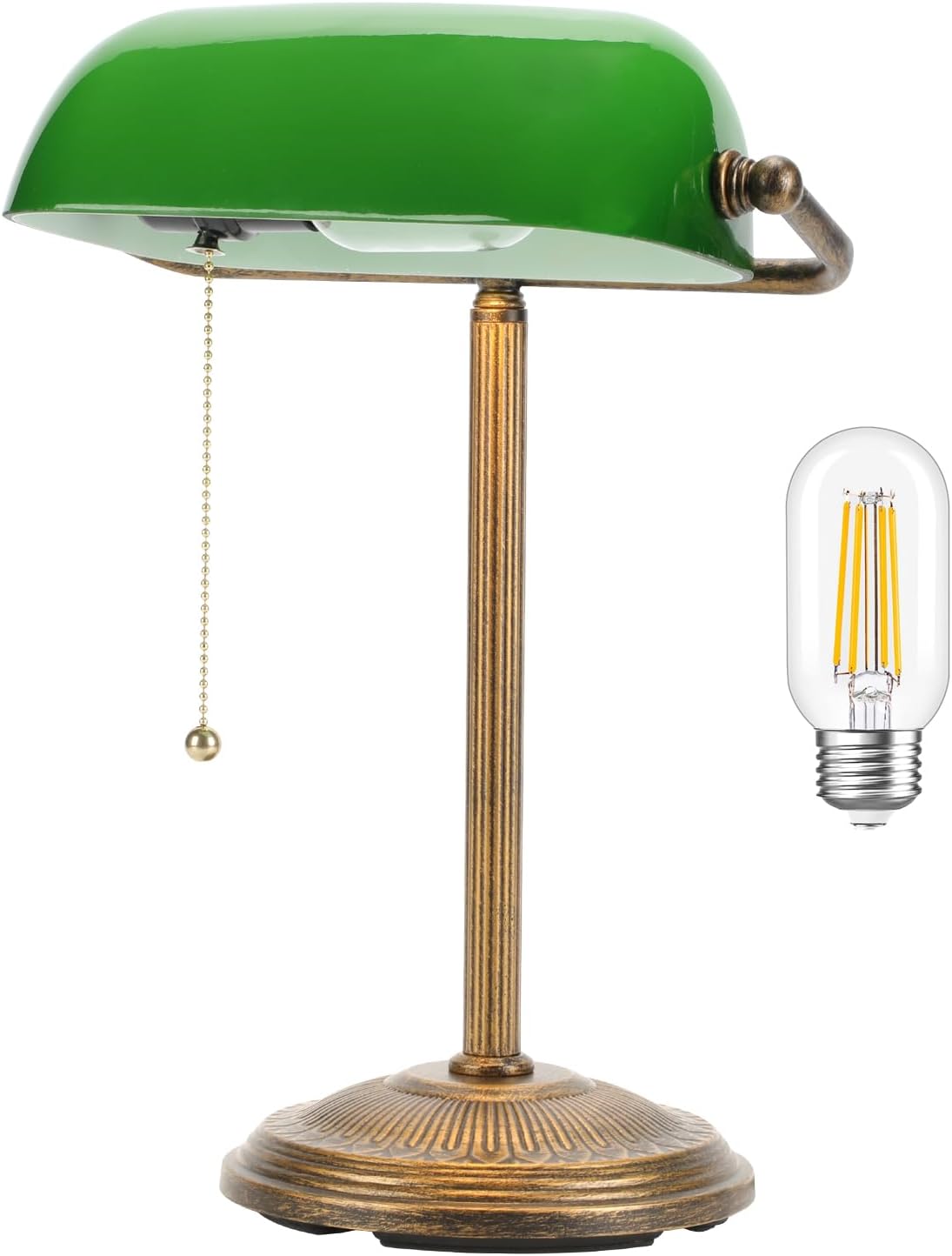 NISSAFORS Bankers Desk Lamp with Green Glass Shade for Home