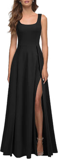 Women's Square Neck Split Maxi Dress - Sexy Bodycon Formal