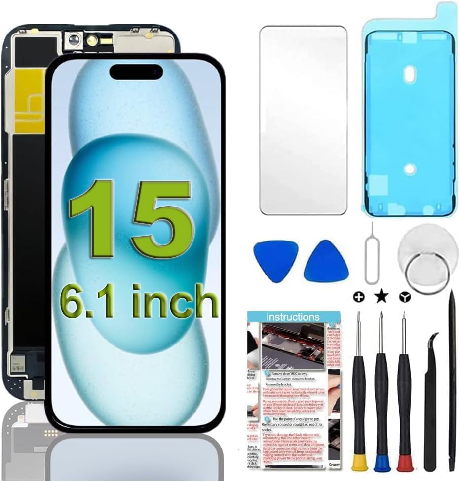 iPhone 15 Screen Replacement 6.1 inch with Repair Tools Kit