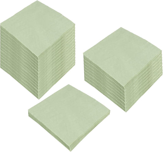 100 Pack Sage-Green Cocktail Napkins: Elegant & Convenient!